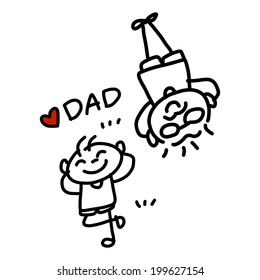 Happy Father's Day hand drawing cartoon concept