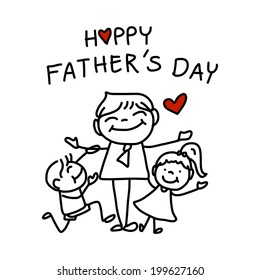 Happy Father's Day hand drawing cartoon concept