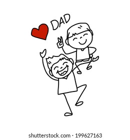 Happy Father's Day hand drawing cartoon concept