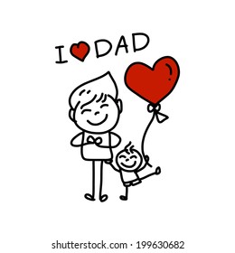Happy Father's Day hand drawing cartoon concept
