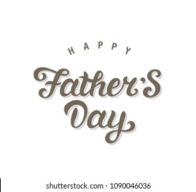 Happy fathers day hand drawn lettering emblem. Happy father's day text design. Template design for festive card. Monochrome vector illustration.