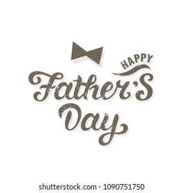 Happy fathers day hand drawn lettering emblem. Happy father's day text design. Template design for festive card. Monochrome vector illustration.