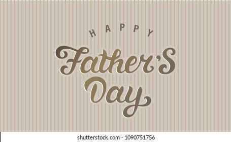 Happy fathers day hand drawn lettering emblem. Happy father's day text design. Template design for festive card. Monochrome vector illustration.