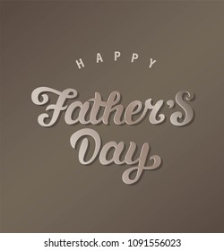 Happy fathers day hand drawn lettering emblem. Happy father's day text design. Template design for festive card. Monochrome vector illustration.