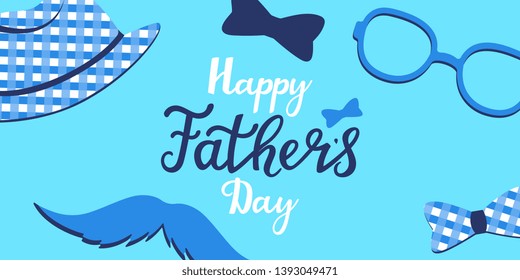 Happy Father's Day hand drawn lettering. Greeting card