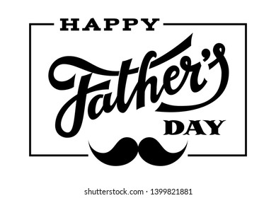 Happy Fathers Day. Hand drawn lettering with mustache. RGB Global colors