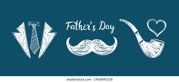 Happy Fathers Day, hand drawn style, vector illustration.