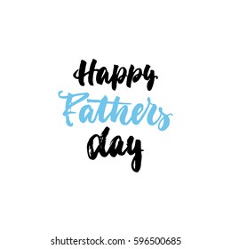 Happy Fathers Day - hand drawn lettering phrase isolated on the white background. Fun brush ink inscription for photo overlays, greeting card or t-shirt print, poster design