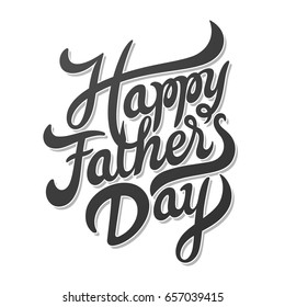 Happy Fathers Day Hand Drawn Lettering. Greeting Card Design Template. Vector Illustration