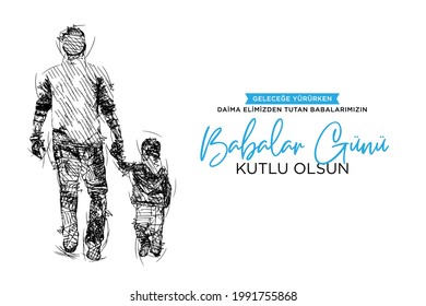 Happy Father's Day - father's hand lead his child - Babalar Günü Kutlu Olsun