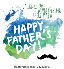 Happy Father's day hand lettering watercolor greeting card