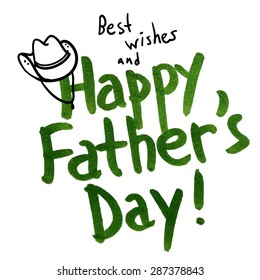 Happy Father's day hand lettering watercolor greeting card