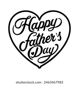 Happy Father's Day hand-drawn text in the shape of a heart, EPS 10 vector illustration.