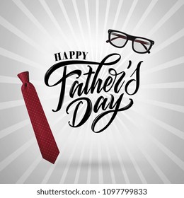 Happy Father`s Day handwritten lettering. Happy Father`s Day typography vector design for greeting cards and poster. Design template celebration. Vector illustration.