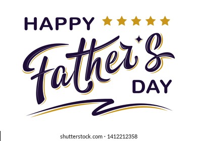 Happy Father's day - handwritten lettering text and stars, isolated on white background. Vector celebration sign for postcard, greeting cards, poster, invitation, banner, sticker. Season greetings