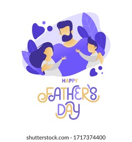 Happy Father`s Day handwritten lettering. Happy Father`s Day typography vector design for greeting cards and poster. Design template celebration. Vector illustration.