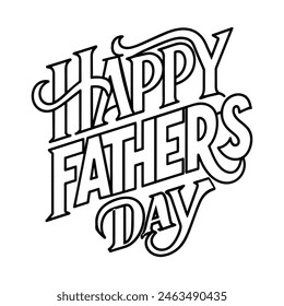 Happy Father's Day Handwritten Text Vector Illustration