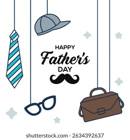 Happy Father's Day Hanging Icons Illustration