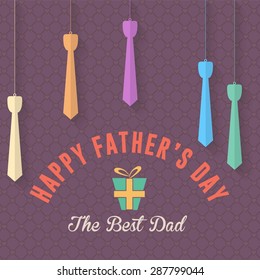 Happy Father's Day, Hanging Ties Illustration Vector Design. Announcement and Celebration Message Poster, Flyer