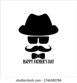 Happy father's day hat, glasses and mustache illustration design isolated over white
