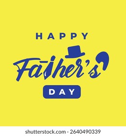 Happy Father's Day with Hat Icon Vector Design Isolated on Yellow Background