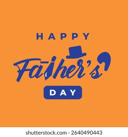 Happy Father's Day with Hat Icon Vector Design Isolated on Orange Background	