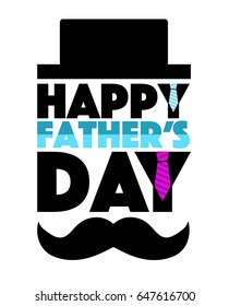 Happy father's day hat and mustache illustration design isolated over white