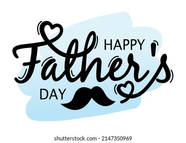 Happy Fathers Day heart and mustache typography sketch vector. Father's day calligraphy banner