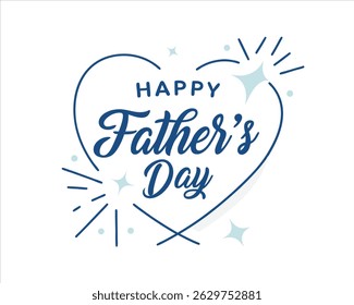 Happy Fathers Day Heart Shape Design with Sparkles