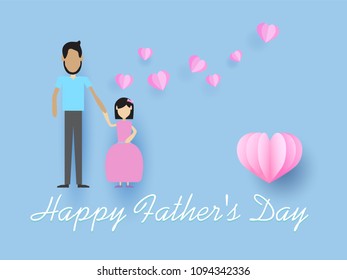 Happy Father's Day, heart in the sky,  paper art style