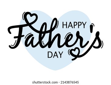 Happy Fathers Day Heart Typography Sketch Vector. Father's Day Calligraphy Banner