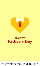 Happy Fathers Day Heartfelt design perfect for cards and gifts yellow red white colors