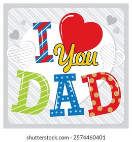 Happy Father's day with hearts and lettering