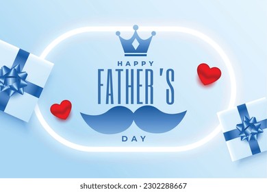 happy father's day holiday background with realistic giftbox design vector