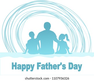 Happy father's day. Holiday card for dad, vector for print and web.A man and a child in a circle.Happy Father’s Day greeting card. Vector illustration.