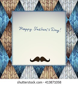 Happy Father's Day, holiday card on argyle pattern.
