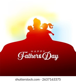 Happy Father's Day Holiday. Celebration card design. Father and daughter playing together.