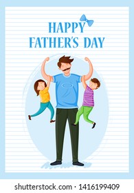 Happy Father's Day holiday greetings background with playful father and kid in vector