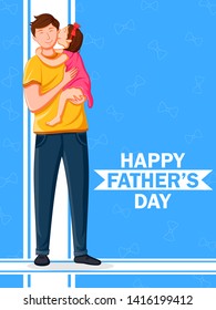 Happy Father's Day holiday greetings background with playful father and kid in vector