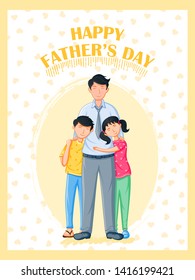 Happy Father's Day holiday greetings background with playful father and kid in vector