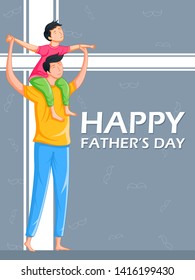 Happy Father's Day holiday greetings background with playful father and kid in vector