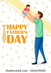 Happy Father's Day holiday greetings background with playful father and kid in vector