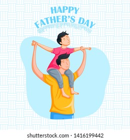 Happy Father's Day holiday greetings background with playful father and kid in vector