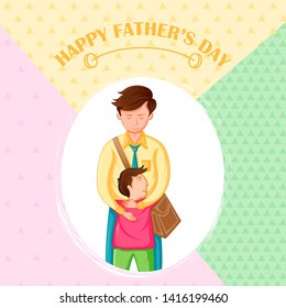 Happy Father's Day holiday greetings background with playful father and kid in vector