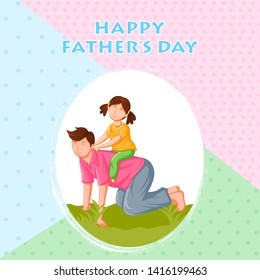 Happy Father's Day holiday greetings background with playful father and kid in vector