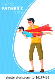 Happy Father's Day holiday greetings background with playful father and kid in vector