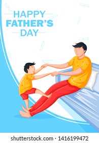 Happy Father's Day holiday greetings background with playful father and kid in vector
