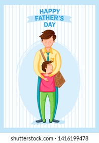 Happy Father's Day holiday greetings background with playful father and kid in vector
