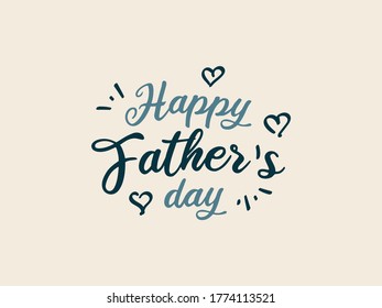 Happy fathers day holiday lettering vector blue heart type typography art