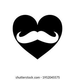 Happy Father's Day Icon Symbol with Heart-Shaped. Vector Illustration